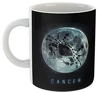 clothinx Sternzeichen Krebs Tasse mit Mond | Astrologisch Geburtstag und Geburt Juni - Juli | Liebevoll gestaltetes Tierkreiszeichen Motiv