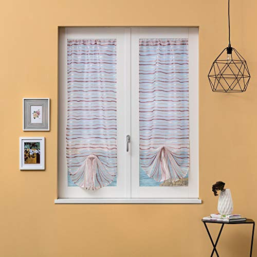 Linea oro Coppia Tendine, Tenda a Vetro, Tendina a Vetro Noah Rosa cm 60x230