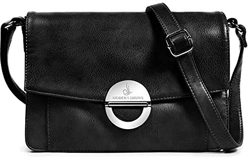 MODERN SHOWS Damen Kleine Umhängetasche Damen 5 hauptfächer Abendtasche Schultertasche Ultra Soft Washed Lederhandtasche Retro Damenhandtasche Henkeltaschen Zip Crossbody Bag Mode (Schwarz)
