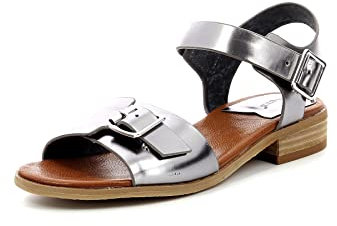 Bucidi, Sandales Femme, Argent Foncé, 37