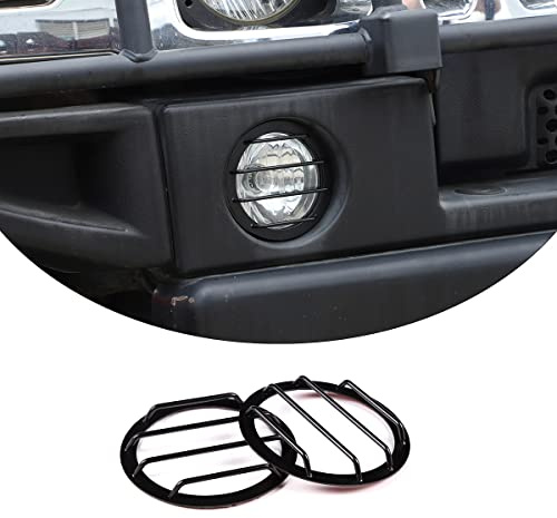 DIYUCAR Nebelscheinwerfer-Abdeckung aus Edelstahl, schwarz, für Nebelscheinwerfer, dekorativer Schutz für Hummer H2 2003–2009, Auto-Zubehör