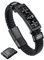 Bandmax Herren Lederarmband mit Gravur Personalisiertes Armband 21cm Geflochten Wachsschnur-Armband mit Totenkopf Schwarze Manschette Armkette mit Magnet Verschluss Armreif Modeschmuck Accessoire