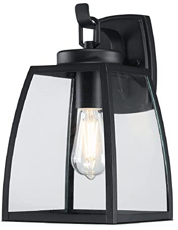 Westinghouse Lighting 6124340 Moderne einflammige Wandleuchte Niko Außenbereich, Ausführung in strukturiertem Schwarz mit Klarglas
