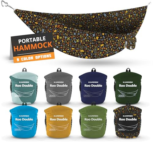 KAMMOK: Roo Doppelhängematte | aus starkem und 100% recyceltem wasserabweisendem Ripstop-Gewebe | bequem, verstaubar, leicht