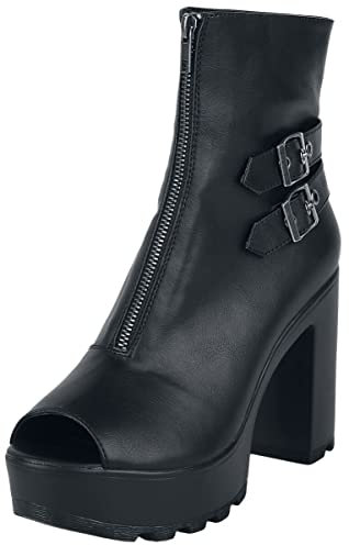 Black Premium by EMP Damen schwarze Peeptoe Stiefelette mit Reißverschluss EU38