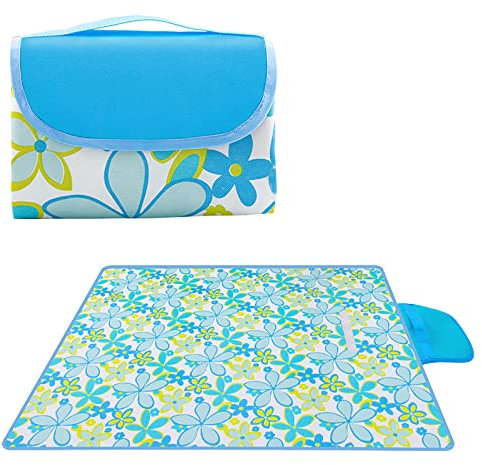 JSSEVN Outdoor-Strandmatte, extra groß, wasserdicht, Picknick-Matte, sandfest, Picknickdecke für Strand, Park, Camping, 150 x 100 cm, Lilie