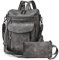 Shrrie Rucksack für Damen, modischer Leder-Rucksack, Geldbörse, Designer-Reiserucksack, Schultertasche, 1-4, zweifarbig, dunkelgrau, Reiserucksäcke