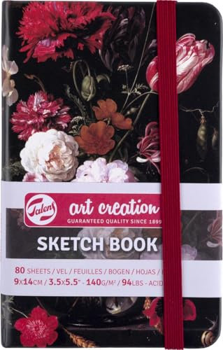 Talens Art Creation - Skizzenbuch Stillleben mit Blumen in Glasvase - 9x14cm - 140g - 80 Blatt - Zeichenpapier