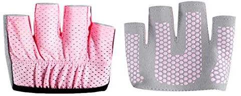 HEEPDD Yoga-Pilates-, 4 Finger, Atmungsaktiv, Gummiband, rutschfest, Kurze Mikro-Trainingshandschuhe, Handflächenschutz für Frauen für Körperbalance (Rosa M 18cm / 7.1in)