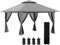 Outsunny Tonnelle de Jardin extérieur Barnum de Jardin Pop-up Tente Pliant 4 x 4 m Double Toit Protection UV 50+ 4 moustiquaires, 4 Sacs de Sable, 1 Sac de Transport Tissu Oxford métal Gris