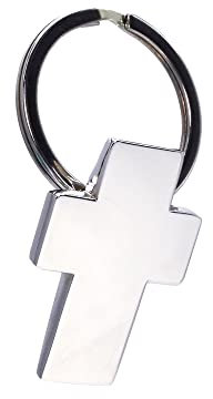 BDM Porte-clés Croix, Croix chrétienne, Croix argentée pour Hommes et Femmes clés en Acier