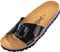 Palado Pantoletten Damen Tinos - bequeme Sandalen Made in Spain - elegante Hausschuhe mit Kork-Fußbett - modische Sommerschuhe Schwarz Lack/Schwarz UK7 - EU40