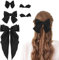 Set Mit 5 Schwarzen Schleifen Haarspangen Satin Schleifen Haar Accessoires Vintage Damen Für Kopfbedeckung (Schwarz)
