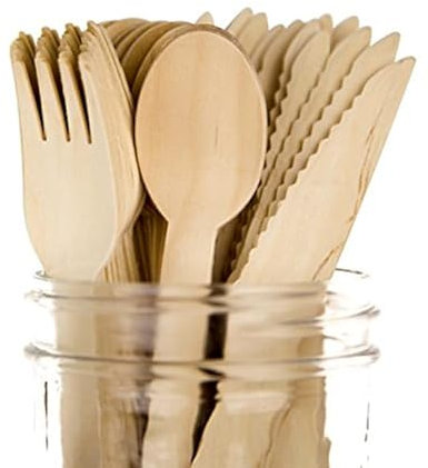 DELICIOUS PATH Holzbesteck Set 72 Stück | 24 Gabeln, 24 Löffel, 24 Messer | Biologisch abbaubares Holzbesteck | Umweltfreundliches, plastikfreies Besteckset für Hotels, Gastronomie und Haushalt