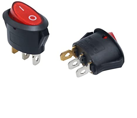 Wippschalter Oval Schalter 5 Stück 25 * 16 * 23mm Ein/Aus Schwarz Wippschalter 3 Stecker Schalter 6A 250V 10A 125V AC Elektrisches Zubehör elektronischer Schalter