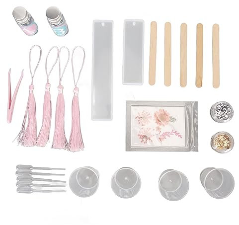 HOOLEEY Bookmark Resin Mould Set DIY Highly Transparent Thickened Odorless Resin Silicone Mold Set for Bookmark Making (Rosa)