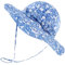 LACOFIA Baby Mädchen Sonnenhut UPF 50+ UV Schutz Kleinkind Sommer Baumwolle Mütze Strandhut Visierkappe mit Verstellbarem Kinnriemen Blau Weiße Blumen 2-5 Jahre