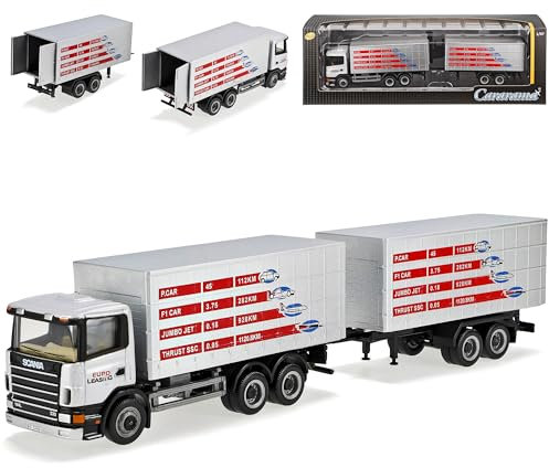 Cararama Scania Silber Tandem mit 2 Container LKW 1/87 Modell Auto mit individiuellem Wunschkennzeichen