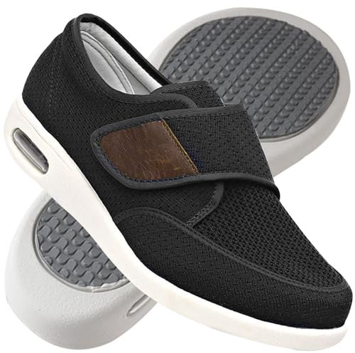 Zapatillas pie Diabetico Hombre Verano Zapatillas ortopédicas para Hombre Mocasines sin Cordones para Hombre Deporte para Senderismo al Aire Libre para Hombre (Color : Black, Size : 40 EU)