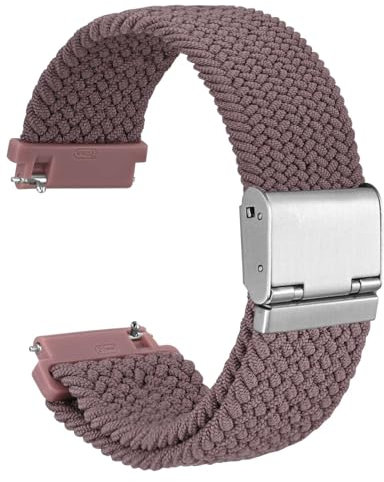 WOCCI 22mm Bracelet Montre en Nylon Tressé pour Homme et Femme, Réglable Boucle Dorée Rose (Woodrose)