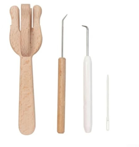 Hasaller Knitting Forks 4Pcs Wooden Knitting Forks DIY Knitting Forks Wooden Knitting Lucet Fork Sets for Braiding Scarves Jewelry Decor