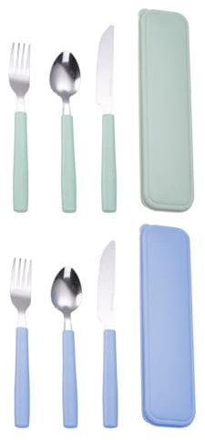 Boite Couvert a Emporter, 6 Pièces Boite a Couvert Transportable, Couverts en Inox avec étui Portable, Couverts Lunch Box Compatibles Lave-Vaisselle, pour Voyage Camping Bureau