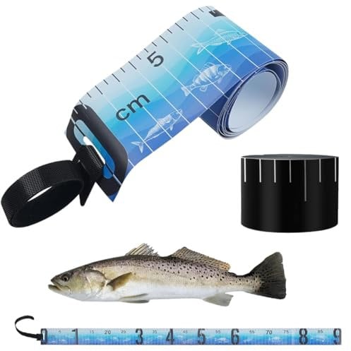 IKOPFLN Angel-Maßband Rollup 90 cm x 5 cm mit Anschlag – Fischmessmatte für Zander, Hecht, Barsch & Co. – Praktisches Angelzubehör für präzise Messungen