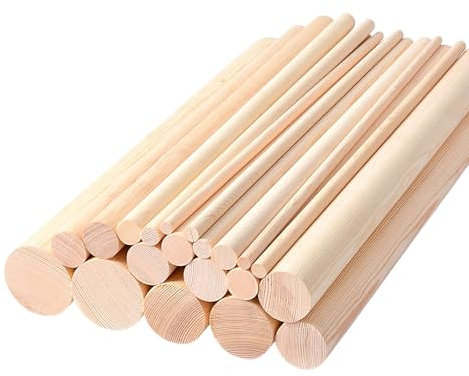 COYOUCO 2 pz Aste di Tassello Bastoncini di Legno, 3-6 Cm di Diametro Bastoncini di Legno Duro Rotondo Non finito per l'artigianato Fai da Te, 50 cm di Lunghezza,6cm