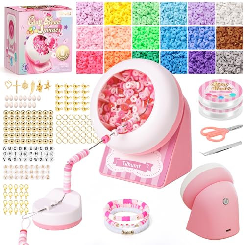 Tilhumt Bead Spinner for Bracelet Making Kit, Cordless Bead Spinner with 4005 Pcs Beads, Rechargeabel Clay Beads Spinners for Jewelry Making, Bracelet Maker for Friendship Bracelets, Gift