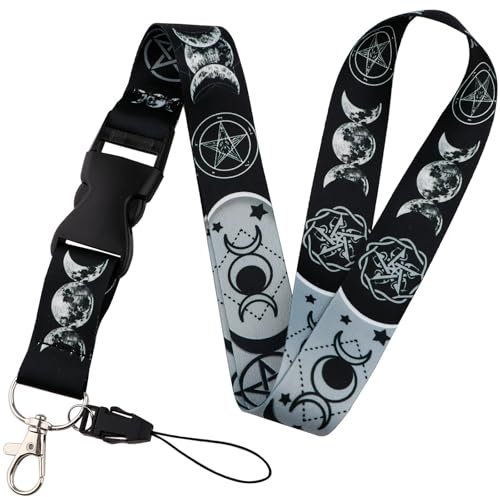 juanooo Schlüsselband mit Mondabzeichen, Schlüsselband für Schlüssel und Ausweishalter, cooles Schlüsselband für Ausweise, Geldbörse, für Damen, Herren, Lehrer, abnehmbarer, niedlicher Halsschmuck
