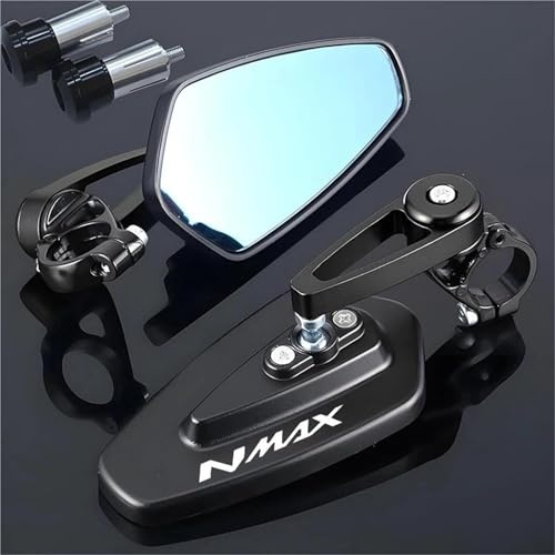 HYRHEV Espejos retrovisores Motocicleta para NMAX N MAX N-MAX 155 250 400 125 2 Piezas Extremos de Manillar CNC Color Negro Motorcycle Rearview Mirror(Black)