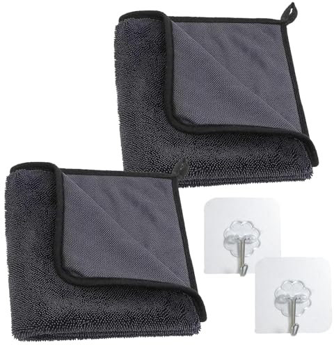 Bodeshis 2pcs cloths for cleaning shower glass, Thicken Window Cleaning Cloths, Scratch-Free, Highly Absorbent, Reusable Cleaning Cloth for Car, Glass, Mirrors & Furniture (40x40cm)