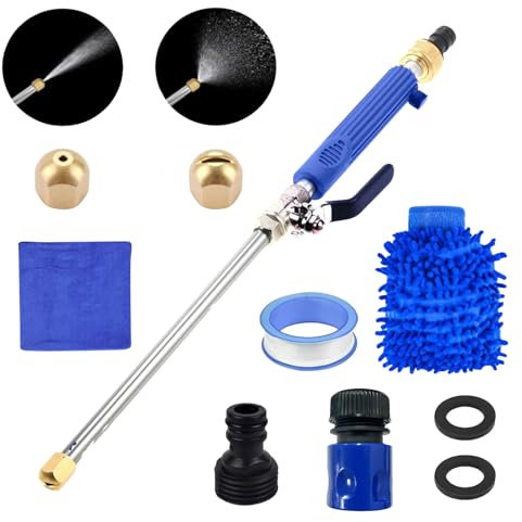 jet Hochdruckreiniger, 2-in-1 Hochdruckreiniger, Hochdruckreinigers mit 2 Strahldüsen und Schlauch-Schnellkupplungen, Geeignet für Autowäsche und Gartenreinigung (2PCS Blue)