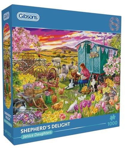 Gibsons Shepherd's Delight 1000 Piece Jigsaw Puzzle Traditional Contryside Farm Life Animals | Sustainable Puzzle for Adults Teens | Premium 100% Recycled Board | Great Gift | Gibsons Games