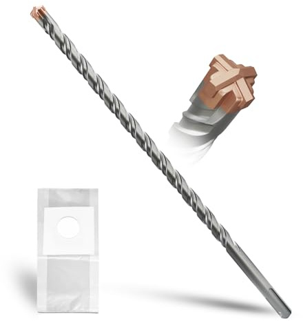 METOTY SDS Plus Hammer Drill Bit 12mm×310mm, with 4 Carbide Cutting Edges, Head with Coating, Masonry Drill, Hammer Drill, Concrete Drill, for Stone, Concrete, Natural Stone, Brick Wall
