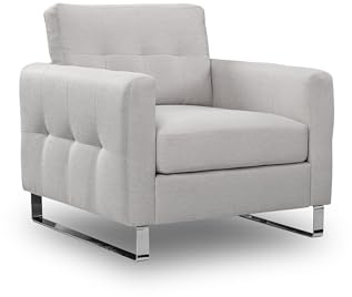 Homes & Jones Sessel Hera – Moderner Polstersessel mit Flachgewebe-Bezug – Komfortable Polsterung, verchromte Kufenfüße & FSC-Holzgestell – Elegantes Design