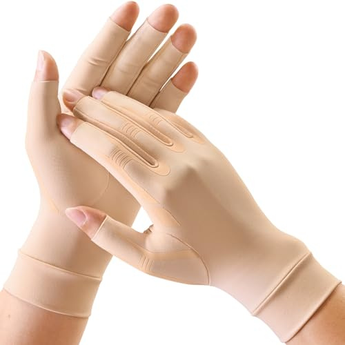 FREETOO Arthrose Handschuhe Damen Herren, Fingerlose Kompressionshandschuhe