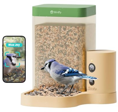 Birdfy Smart Vogelfutterhaus mit Kamera für Anfänger | Vogelfutterspender mit Nachtsicht, KI Vogelerkennung kostenlos, IP66 Wasserdicht für Vogelliebhaber