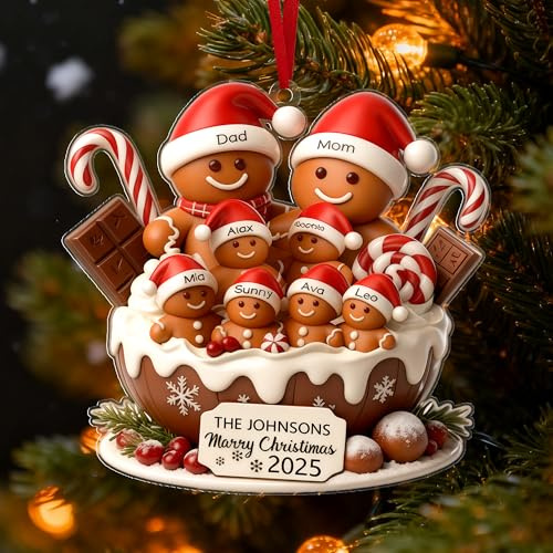 Weihnachts Ornamente 2025 Personalisierte Schneemann Familie Dekoration Benutzerdefinierte Weihnachts Name Ornament Lebkuchenfamilien Dekorative für Familienmitglieder Eltern Kindes