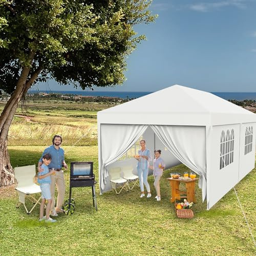 UISEBRT Pavillon 3x6m mit 6 Seitenwänden,Gartenpavillon Partyzelt Wasserdicht und UV-beständig,Sonnenpavillon Festpavillon für Garten, Party, Hochzeit,Weiß