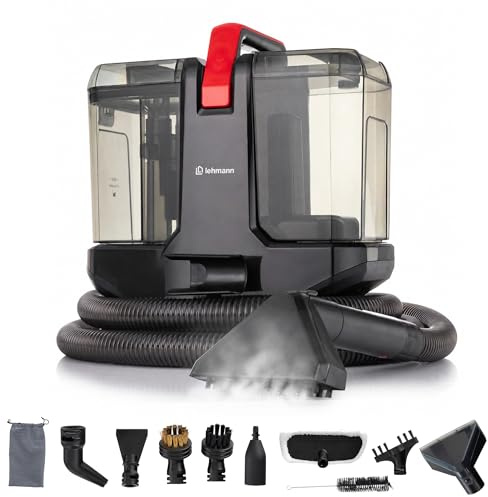 LEHMANN SteamWash 1800 Waschsauger & Dampfreiniger 4in1, Polsterreiniger und Teppichreiniger mit Warmwasser 60°C & Dampf 116°C, 16 kPa Saugkraft, Fleckenreiniger für Sofa, Auto & Haushalt