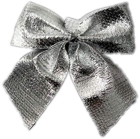 LUOEM Christmas Tree Bows Mini Bow Craft Silver Bows Pack of 24