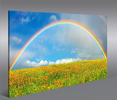 islandburner Bild Bilder auf Leinwand Regenbogen 1p XXL Poster Leinwandbild Wandbild Dekoartikel Wohnzimmer Marke