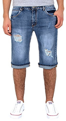 ESRA Herren Jeans Shorts Herren Kurze Hosen Herren Kurze Jeans Hose Bermuda Shorts Sommer Hose AS431