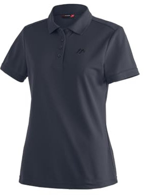Maier Sports Ulrike, Damen Poloshirt, Leichtes Piqué-Funktionspoloshirt für Wandern und Freizeit, dryprotec Technologie, Atmungsaktiv, NFC-Chip für einfaches Recycling, Dunkelblau, 38