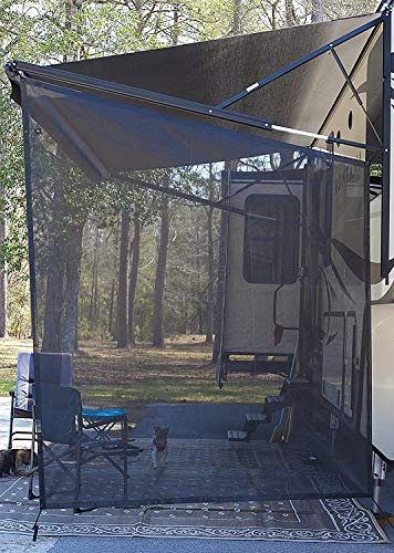 EXCELFU Toldo para Caravana de 9 x 7 pies, toldo Lateral de Malla Negra, Bloqueador Solar UV, Kits completos para Autocaravana, Camping, Remolque, toldo Lateral para Caravana