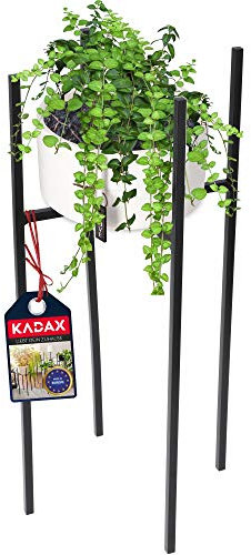 KADAX Blumenständer, wetterfester Pflanzenständer aus Stahl, Blumentopfhalter für Innen, Außen, Balkon, Terrasse, Blumenhalter, Deko, moderner Blumentopfständer, schwarz (33 x 33 x 67 cm)