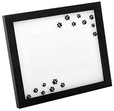 Brillibrum Design Fotorahmen Hundetapsen Pfotenabdruck Bilderrahmen Hunde Fotorahmen Pfotenabdrücke Format 10x15cm Wunschgravur Haustier Erinnerungsrahmen (ohne Gravur, Variante 3)