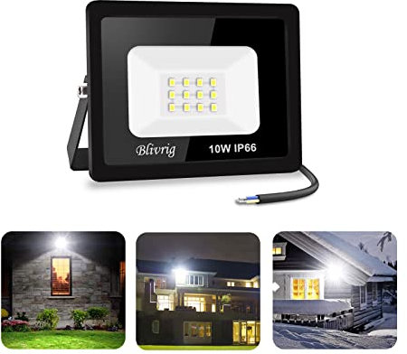 Blivrig 10W LED Strahler Außen 3000K, 1000LM Superhell Außenstrahler, IP66 Wasserdicht LED Fluter, Flutlicht, Aussenlampe für Gärten, Innenhöfe, Garage, Hotel