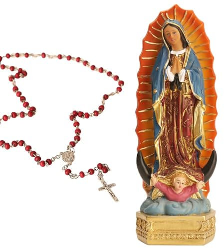 orenm Guadalupe Statue Figur - Statue Heilige Jungfrau Maria Figur Kollektion, religiöse katholische Statue,Geschenk,Tischplatte Dekoration für Zuhause und Büro 20cm hoch(Farbe)